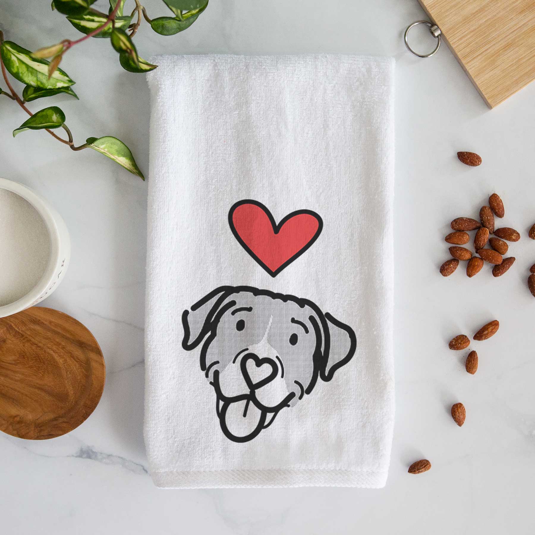 Love Always Pitbull Mix - Shadow - Decorative Hand Towel