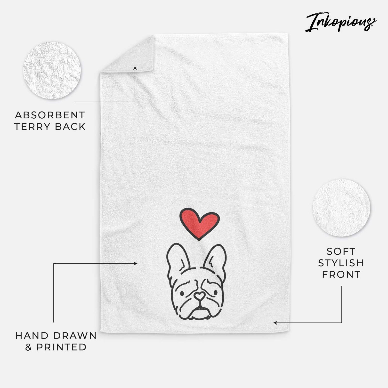 Love Always French Bulldog - Squishy - Decorative Hand Towel