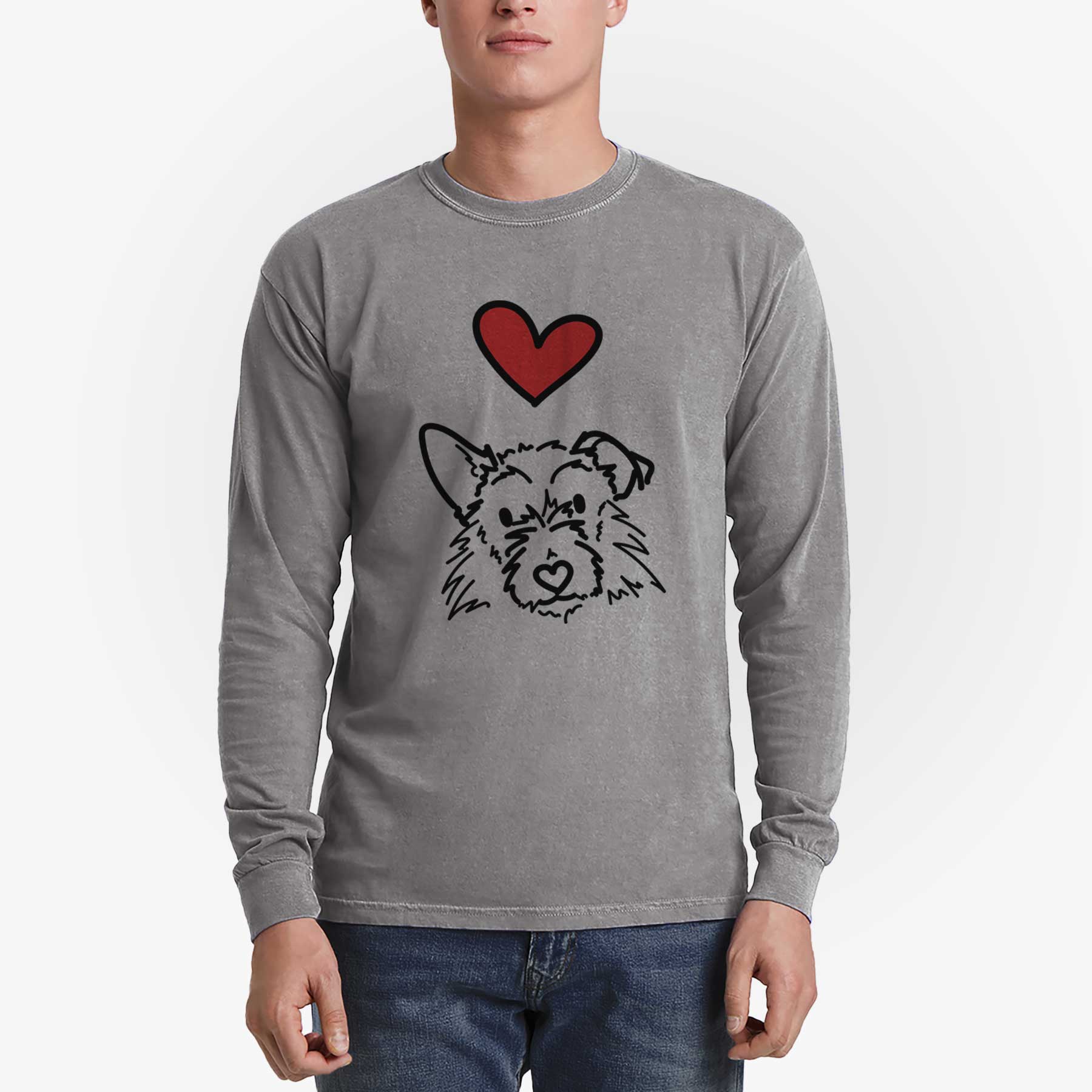 Love Always Terrier Mix - Ziggy - Heavyweight 100% Cotton Long Sleeve