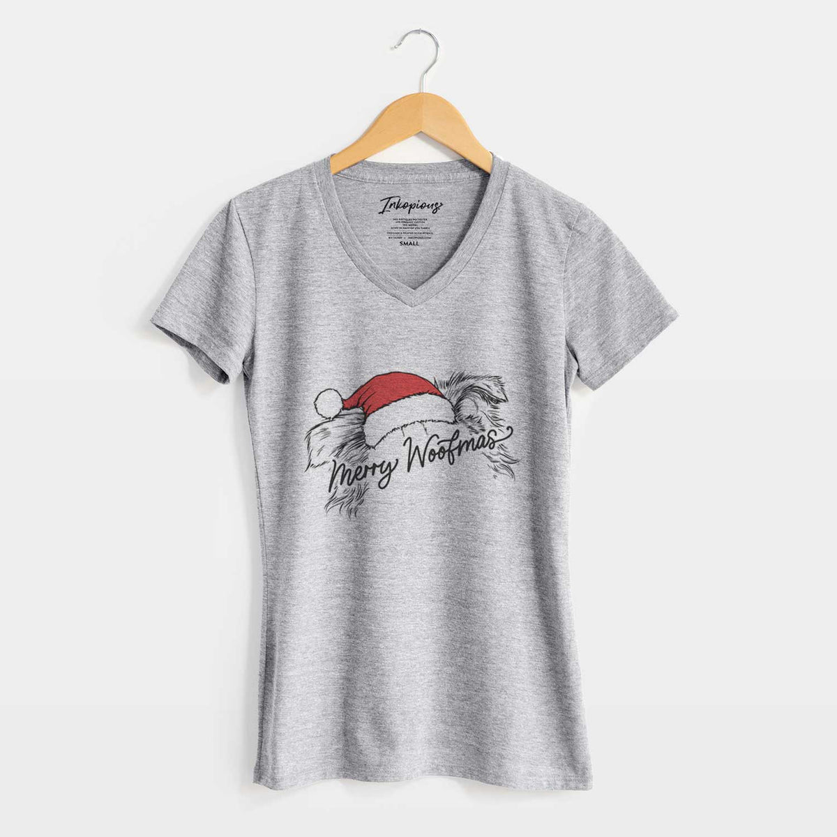 Merry Woofmas - Border Collie - Women&#39;s V-neck Shirt