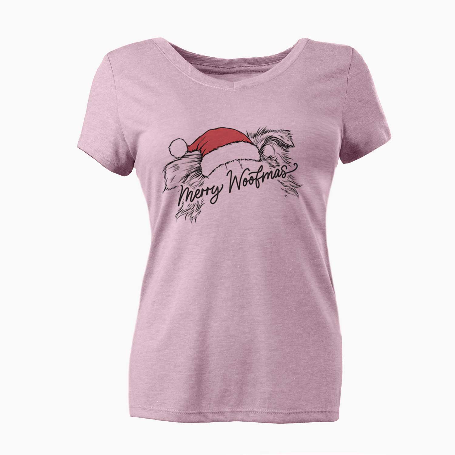 Merry Woofmas - Border Collie - Women's V-neck Shirt