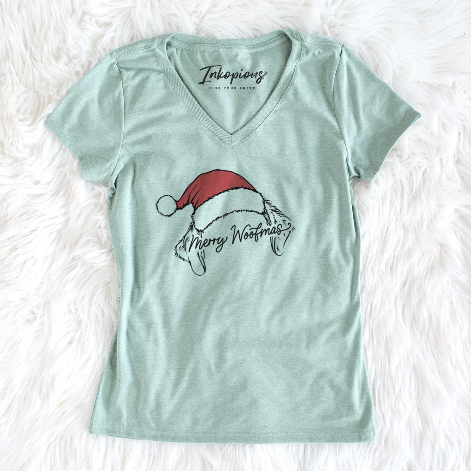 Merry Woofmas - Golden Retriever - Women's V-neck Shirt