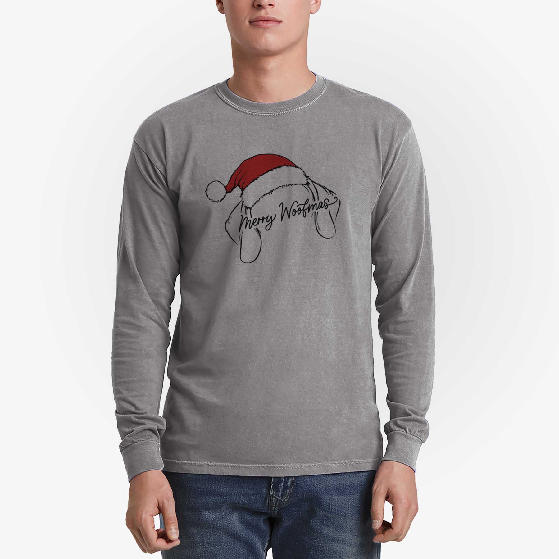 Merry Woofmas - German Shorthaired Pointer - Heavyweight 100% Cotton Long Sleeve