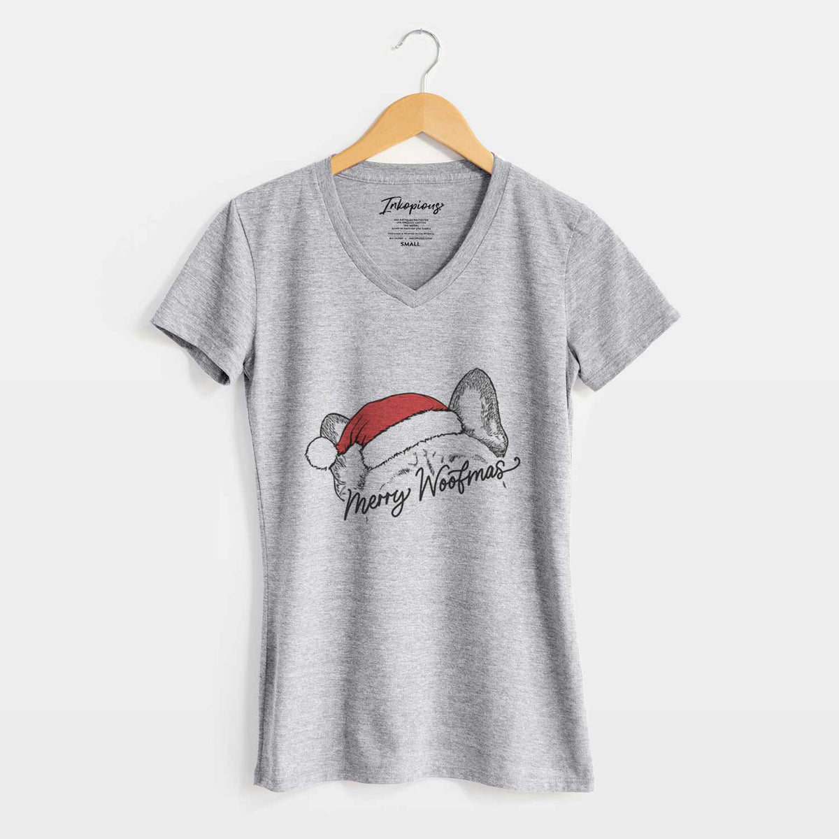 Merry Woofmas - French Bulldog - Women&#39;s V-neck Shirt