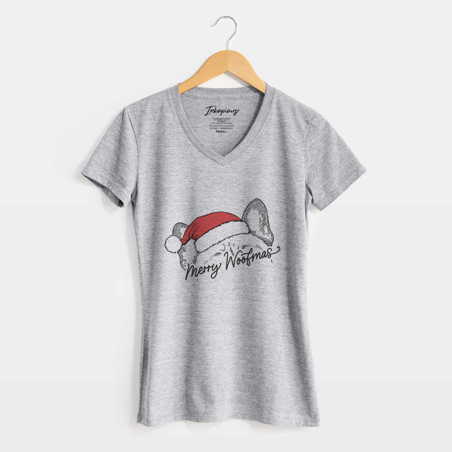 Merry Woofmas - French Bulldog - Women's V-neck Shirt