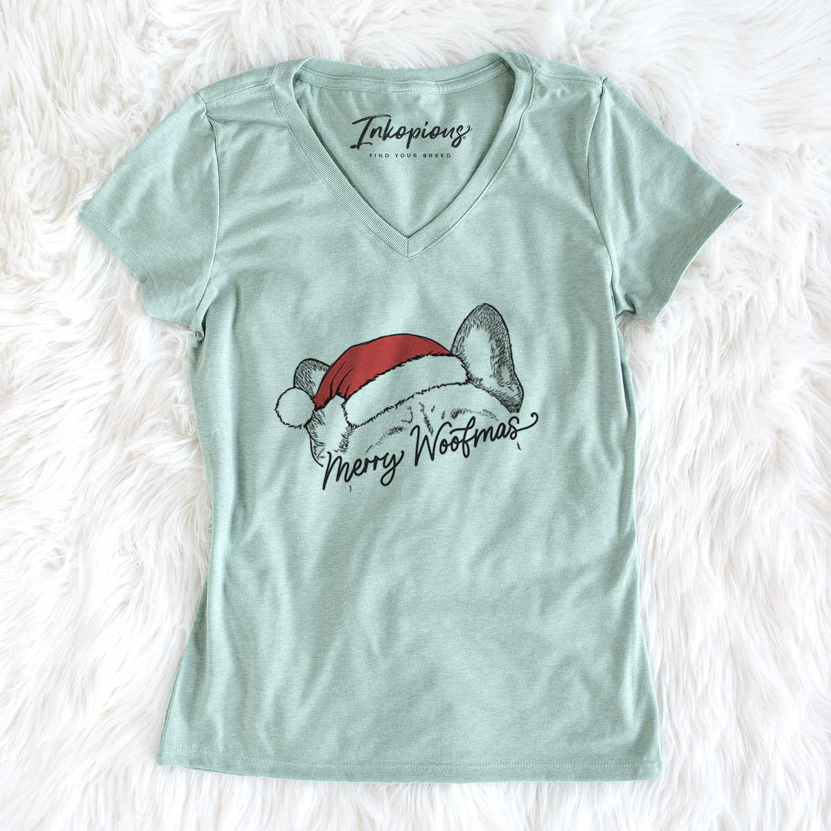 Merry Woofmas - French Bulldog - Women's V-neck Shirt
