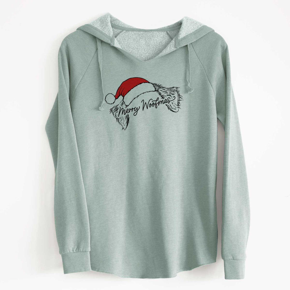 Merry Woofmas - Australian Shepherd - Cali Wave Hooded Sweatshirt