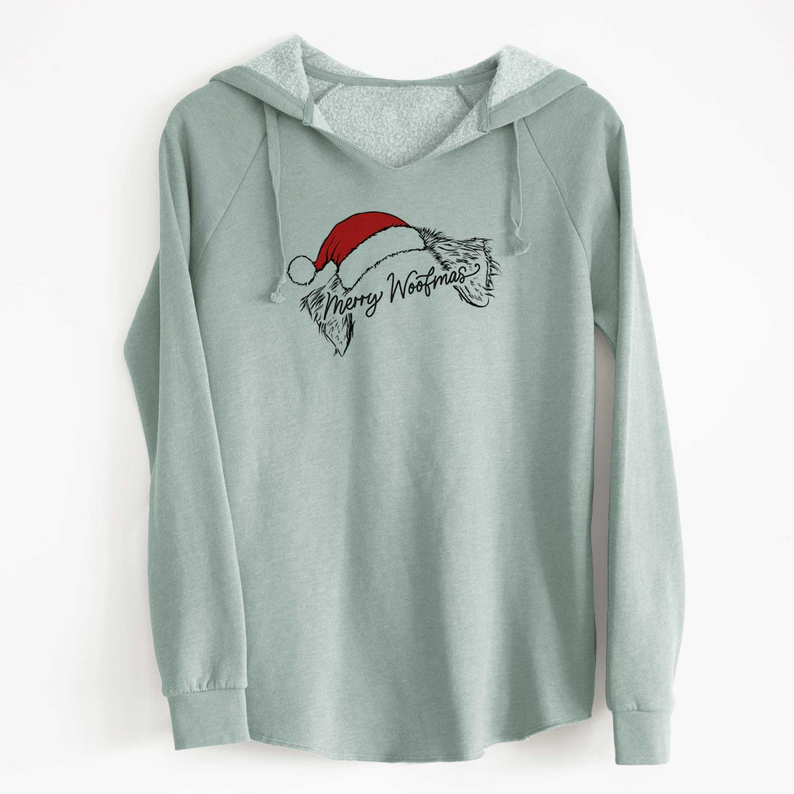 Merry Woofmas - Australian Shepherd - Cali Wave Hooded Sweatshirt