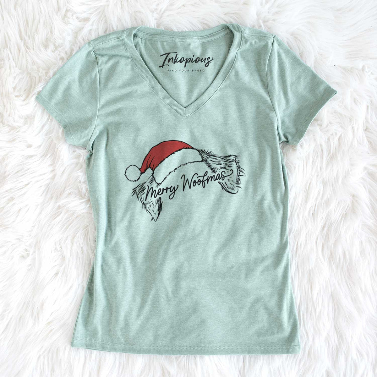 Merry Woofmas - Australian Shepherd - Women's V-neck Shirt