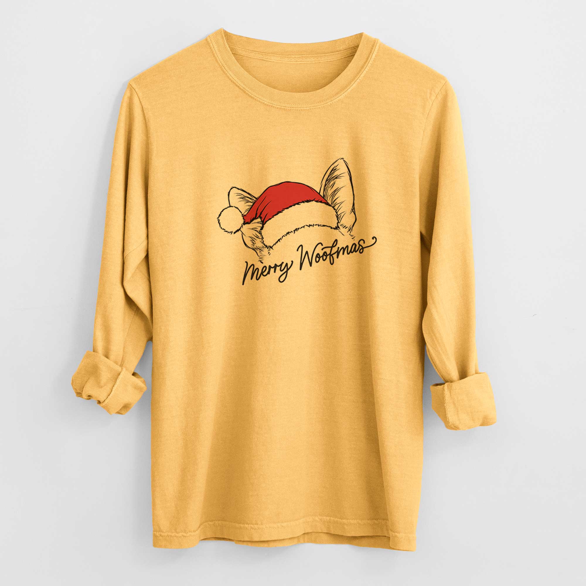 Merry Woofmas - German Shepherd - Heavyweight 100% Cotton Long Sleeve