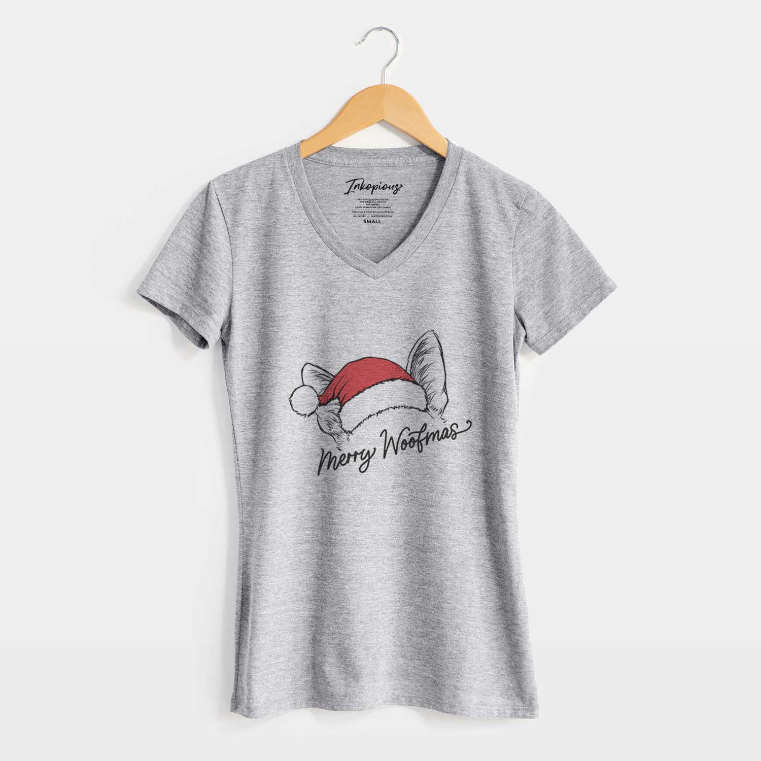 Merry Woofmas - German Shepherd - Women's V-neck Shirt