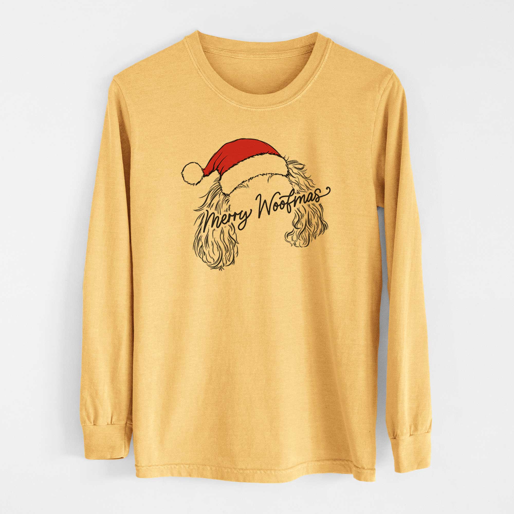 Merry Woofmas - Cavalier King Charles Spaniel - Heavyweight 100% Cotton Long Sleeve