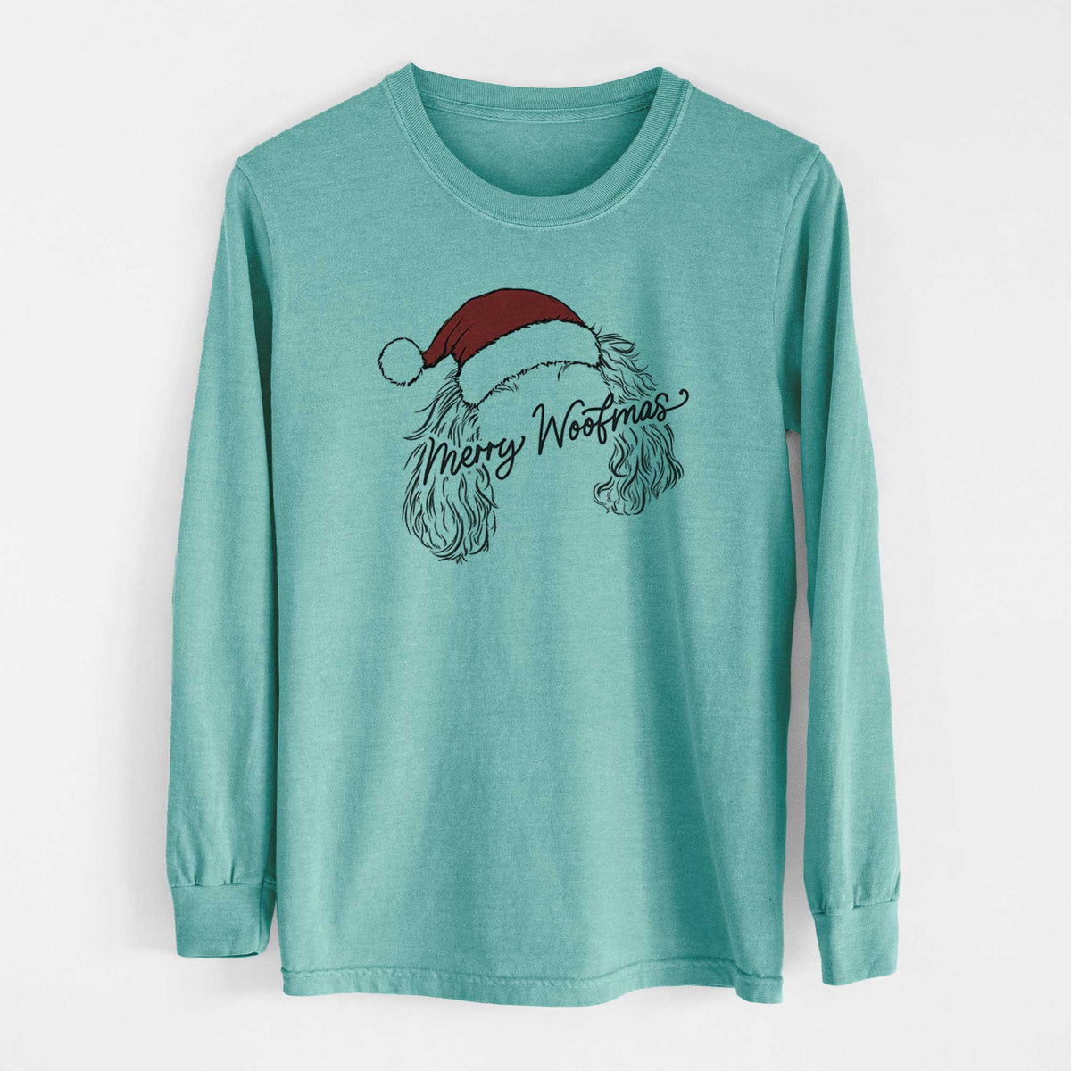 Merry Woofmas - Cavalier King Charles Spaniel - Heavyweight 100% Cotton Long Sleeve