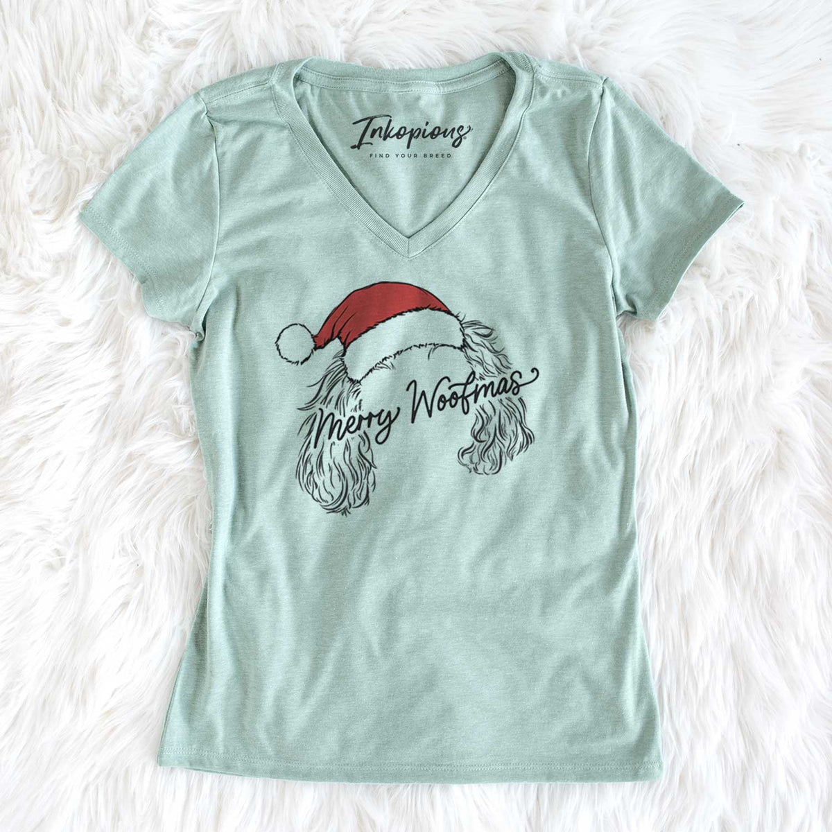 Merry Woofmas - Cavalier King Charles Spaniel - Women's V-neck Shirt