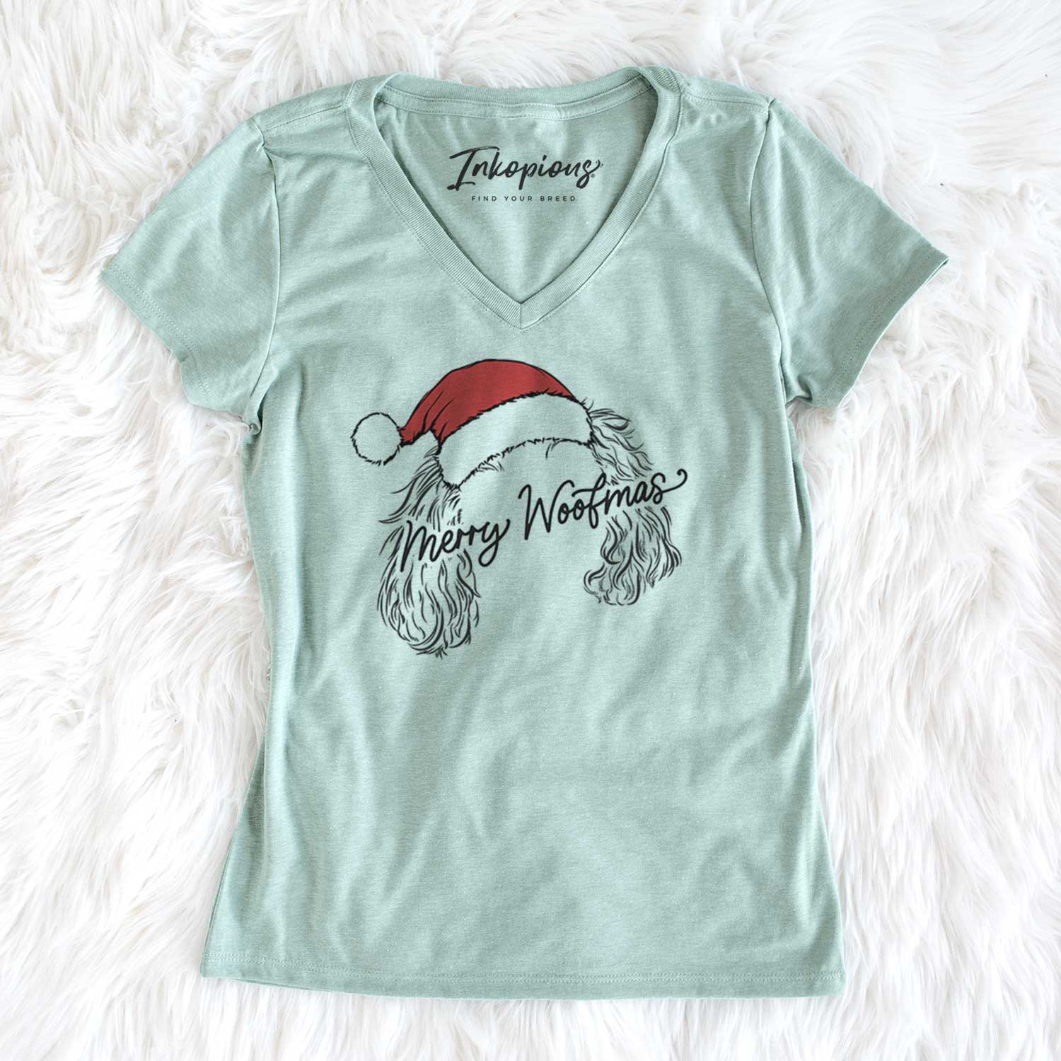 Merry Woofmas - Cavalier King Charles Spaniel - Women's V-neck Shirt