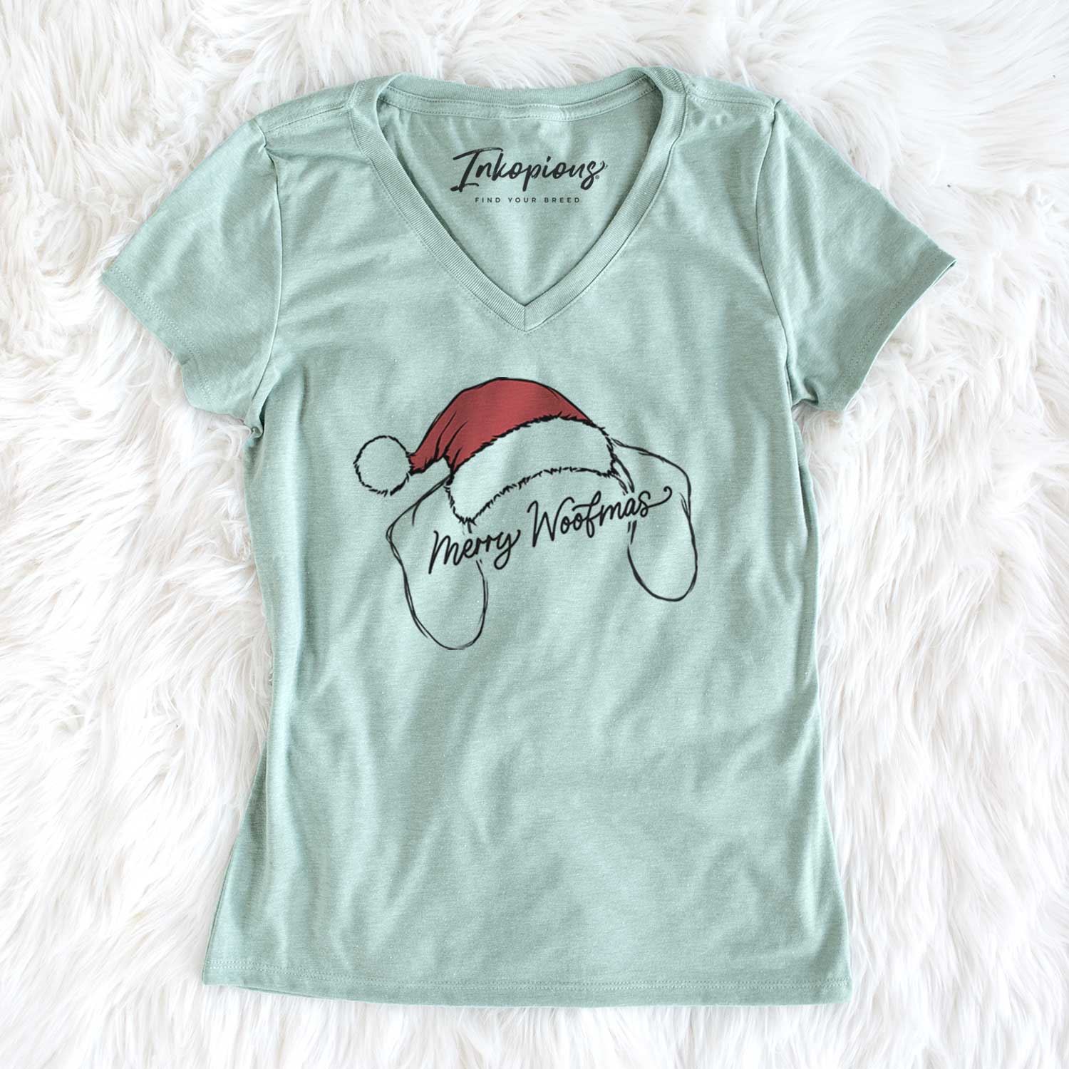 Merry Woofmas - Dachshund - Women's V-neck Shirt