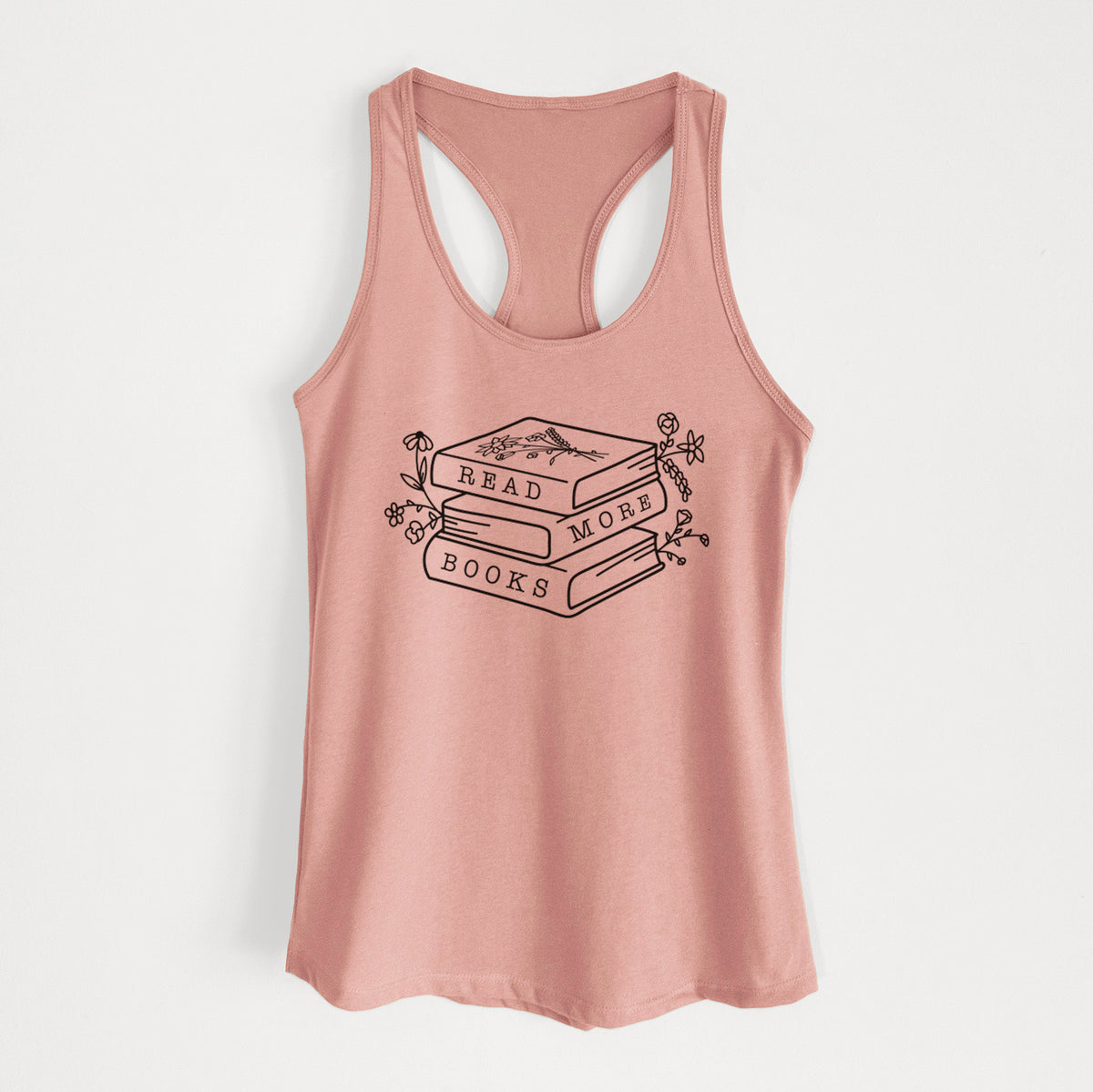 Read More Books - Floral Book Stack - Women&#39;s Racerback Tanktop