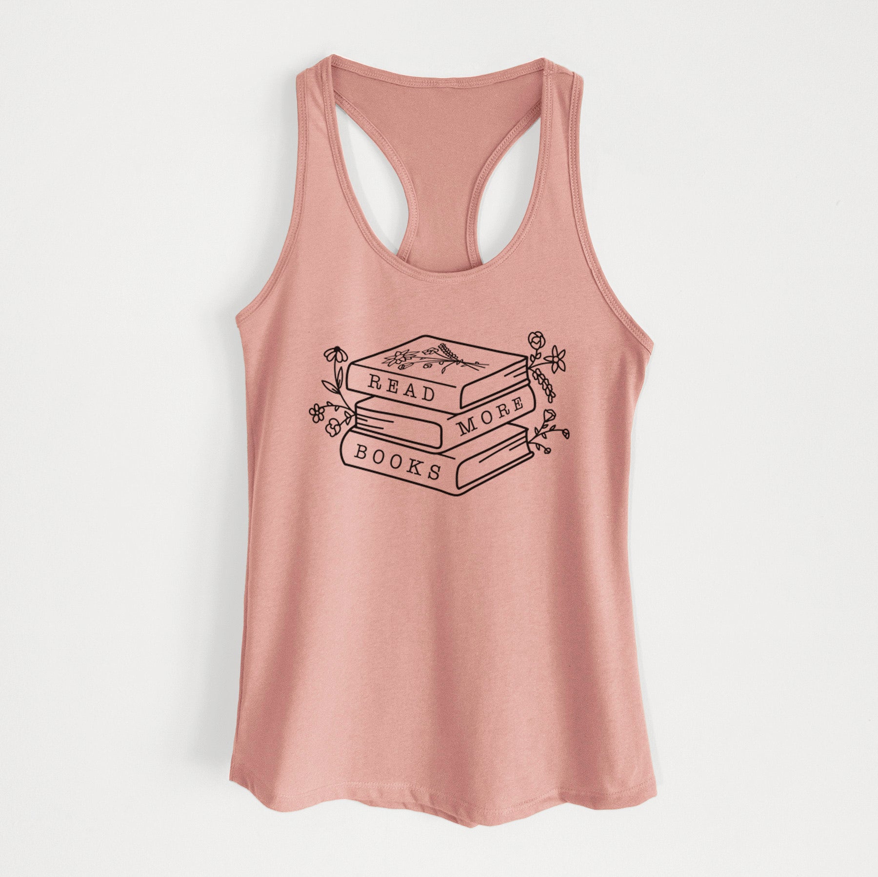 Read More Books - Floral Book Stack - Women's Racerback Tanktop