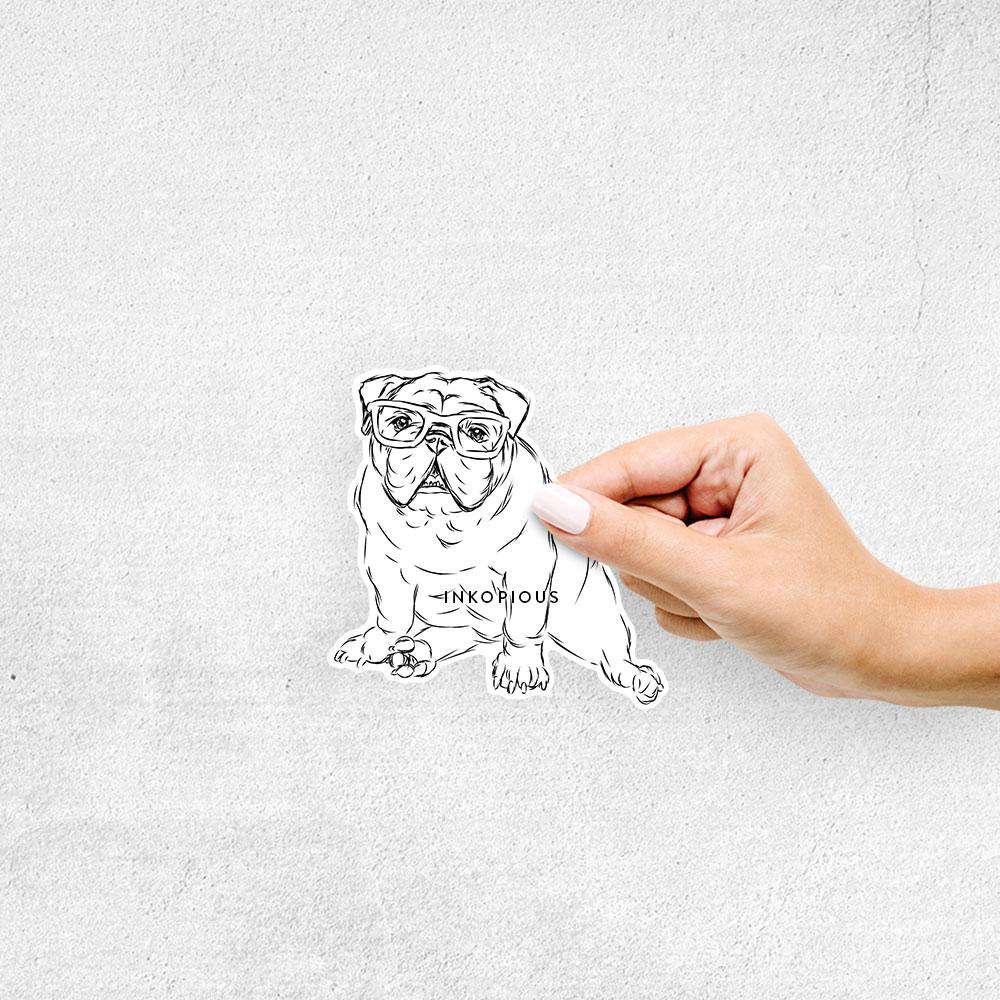 Oliver the Nerd Bulldog - Decal Sticker