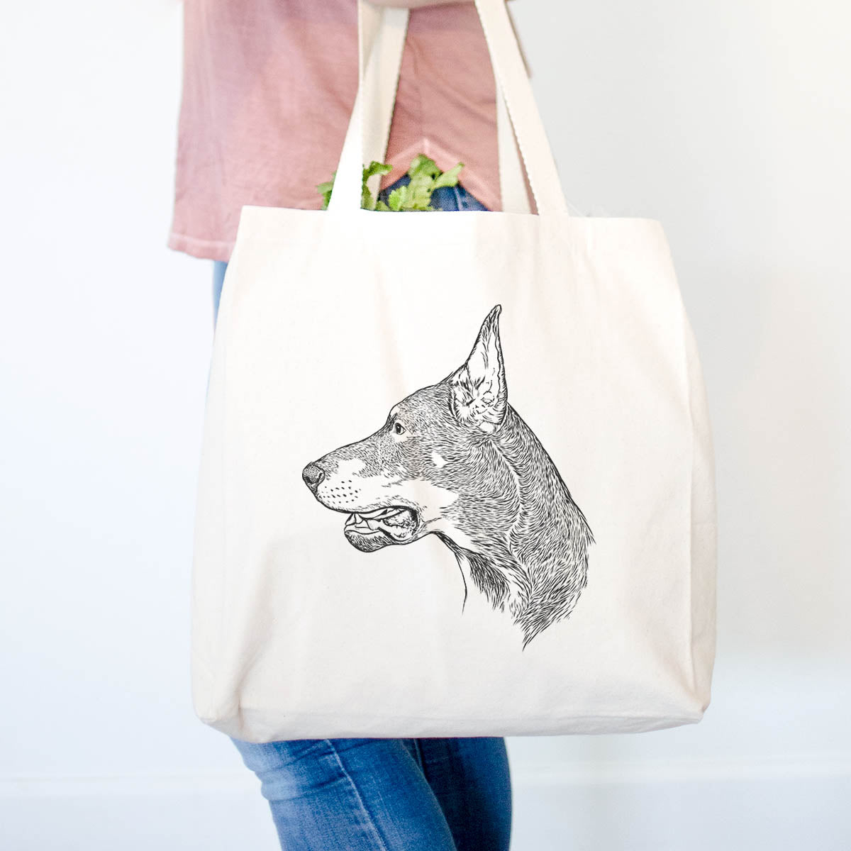 Profile Doberman Pinscher Cropped  - Tote Bag