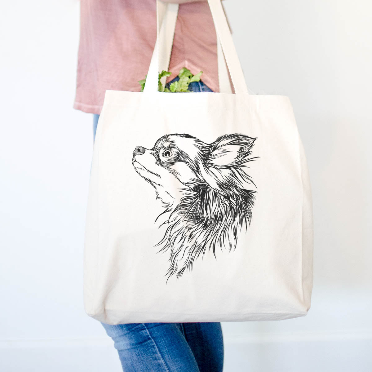 Profile Long Haired Chihuahua  - Tote Bag