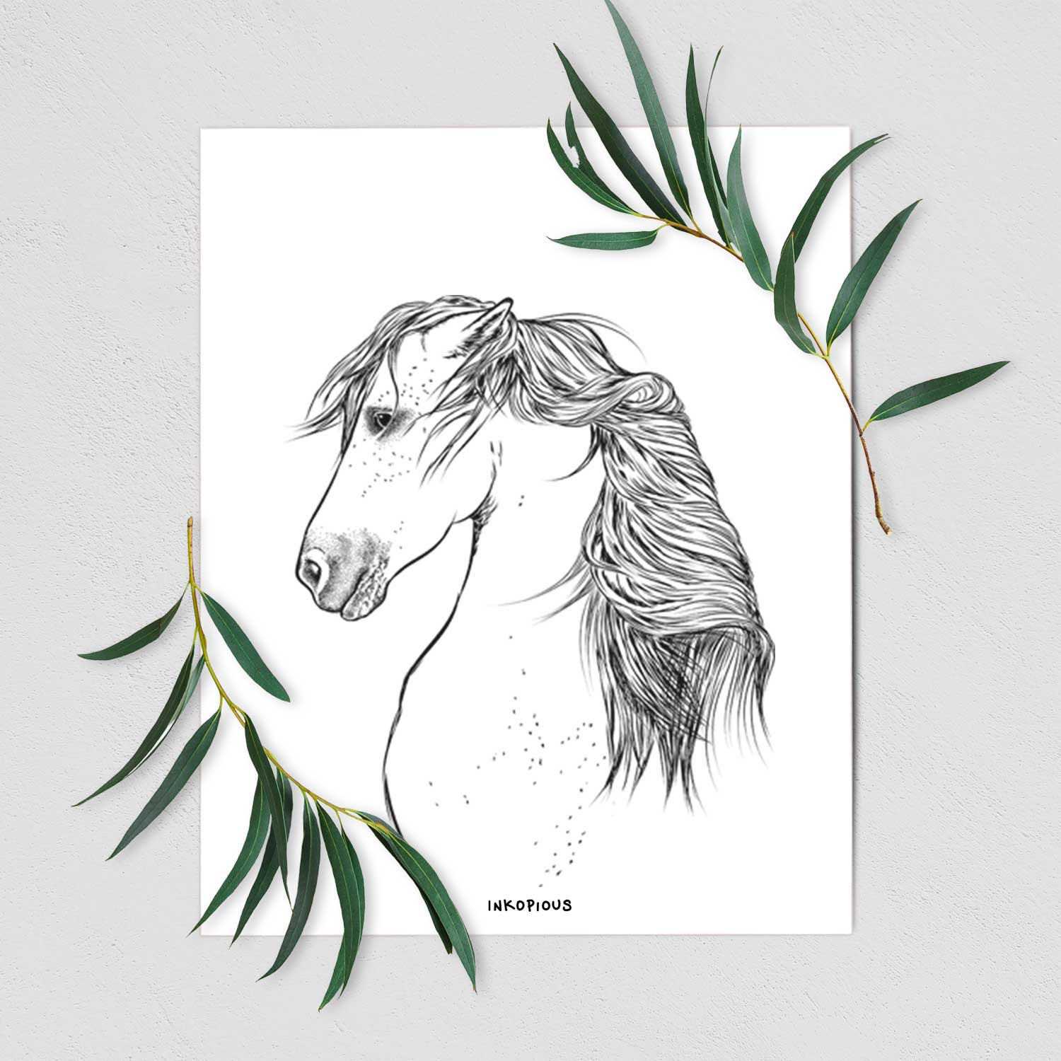 Profile Berber Horse Art Print