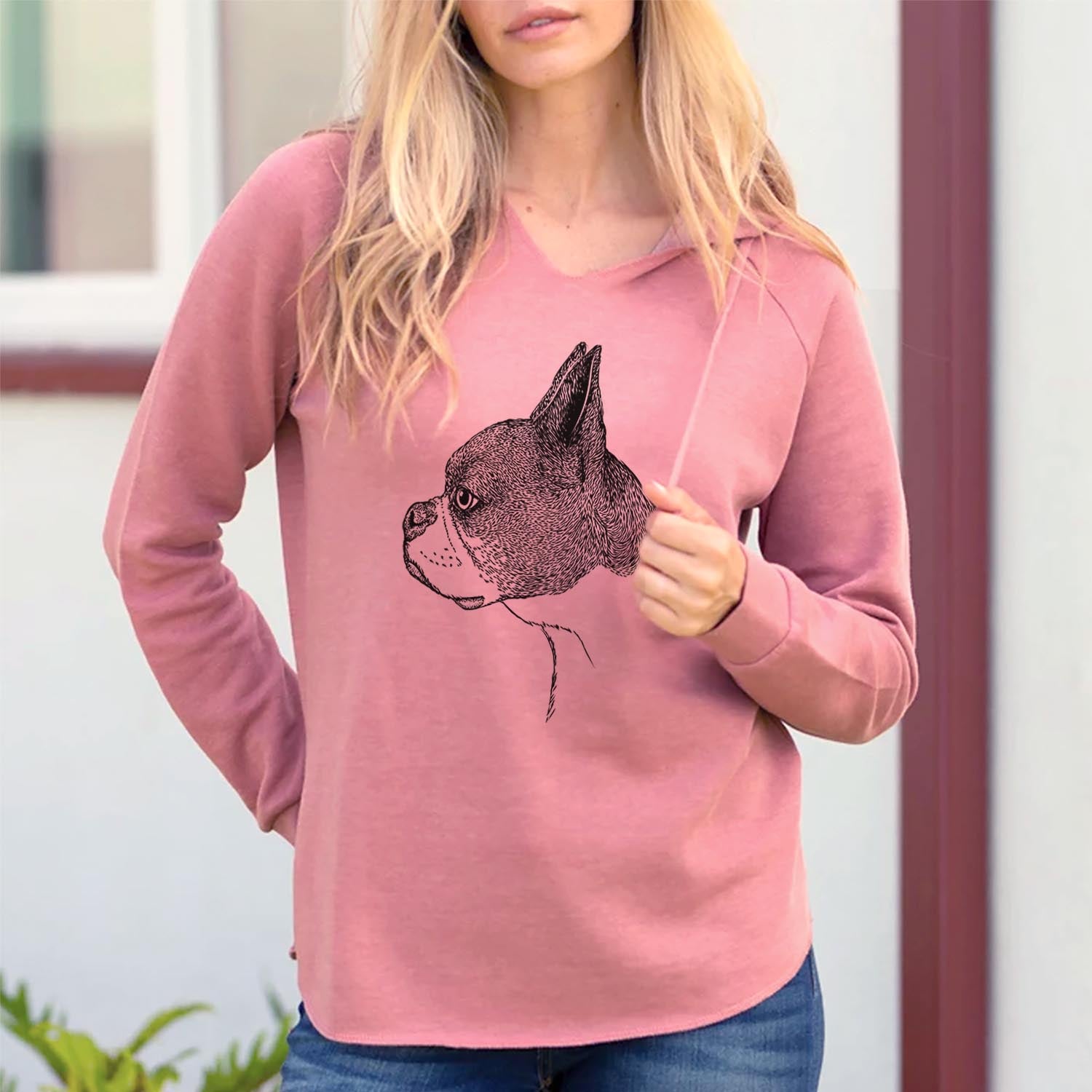 Profile Boston Terrier v2 - Cali Wave Hooded Sweatshirt