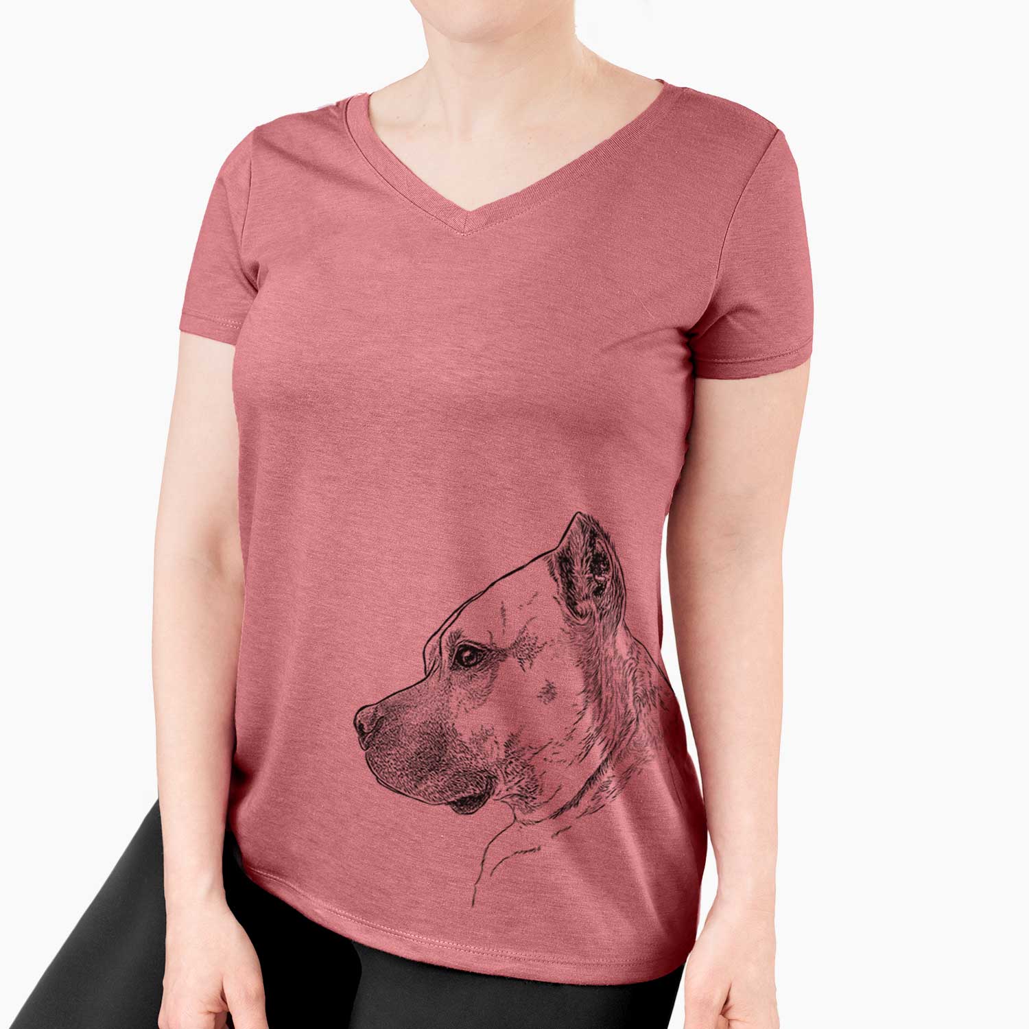 Profile Henry the American Staffordshire Terrier - Women's V-neck Shirt