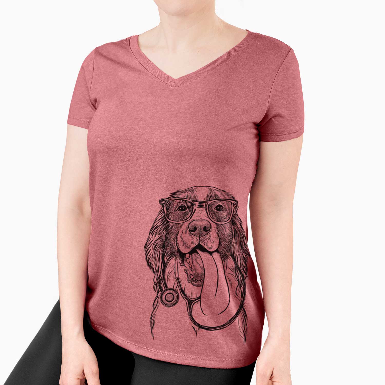 Duke the English Springer Spaniel - Women's V-neck Shirt