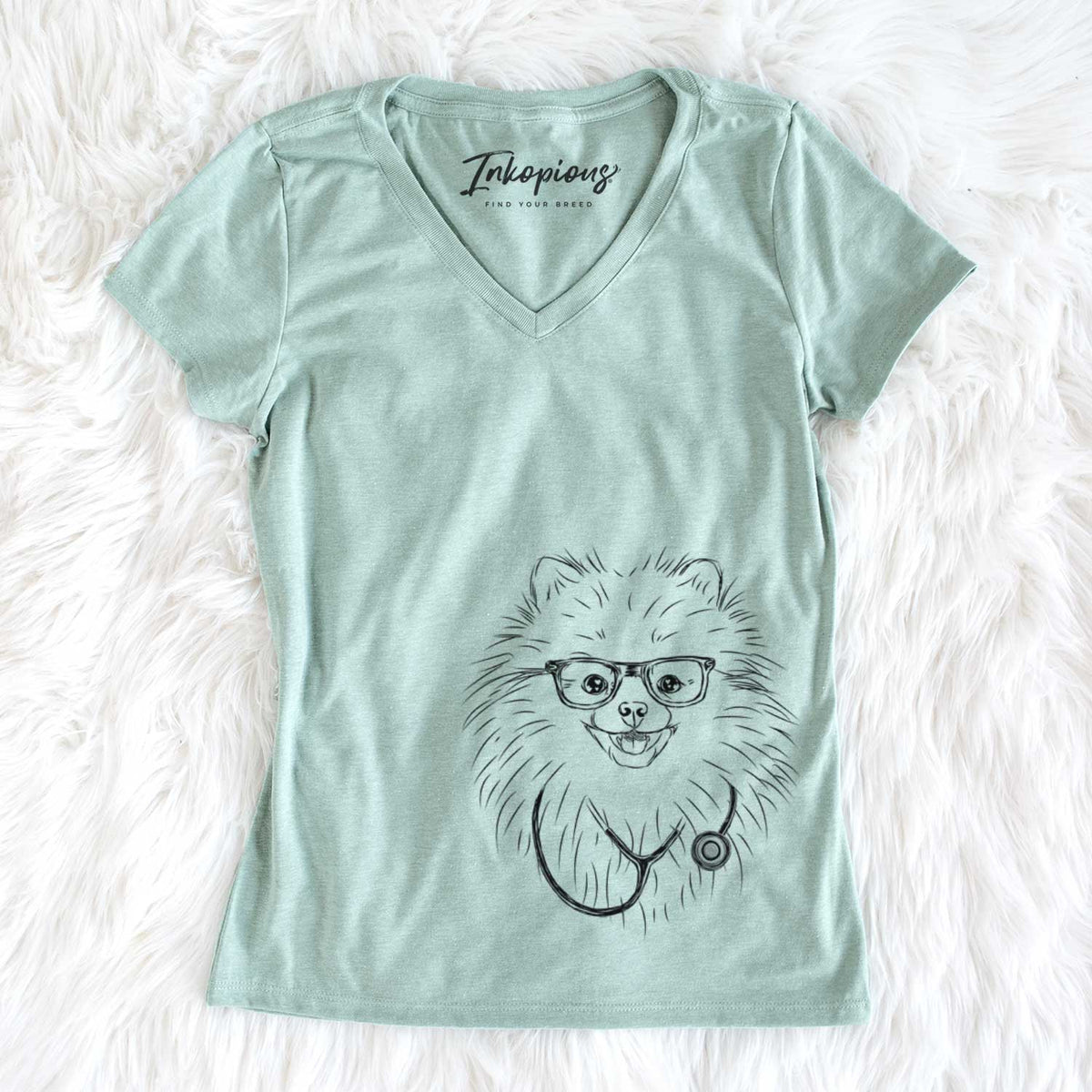 Finn the Pomeranian - Women's V-neck Shirt