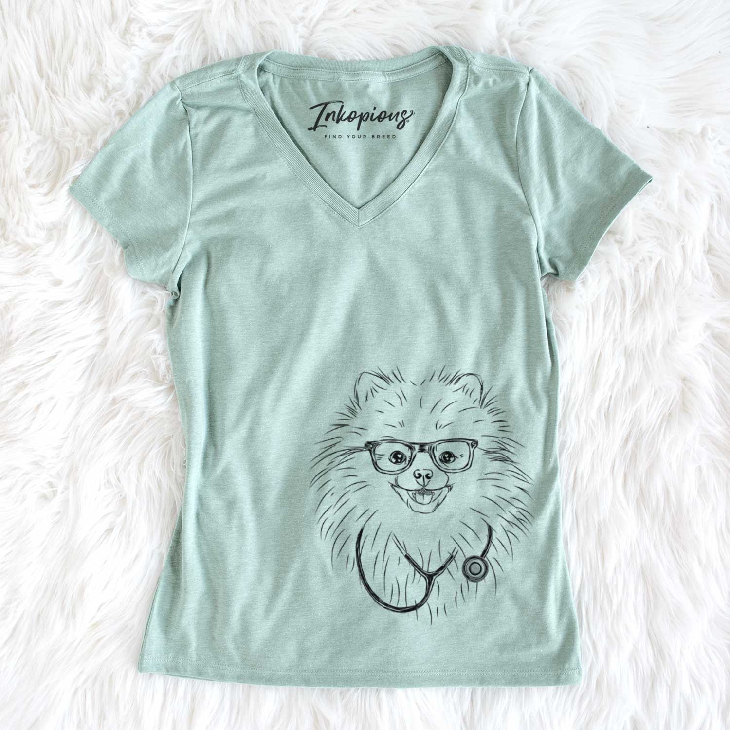 Finn the Pomeranian - Women's V-neck Shirt