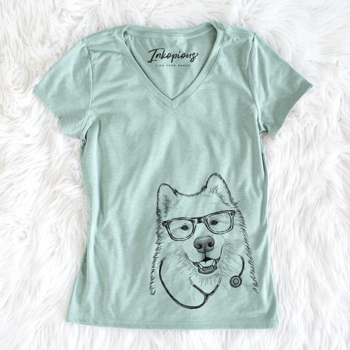 Foster the Samoyed - Women's V-neck Shirt