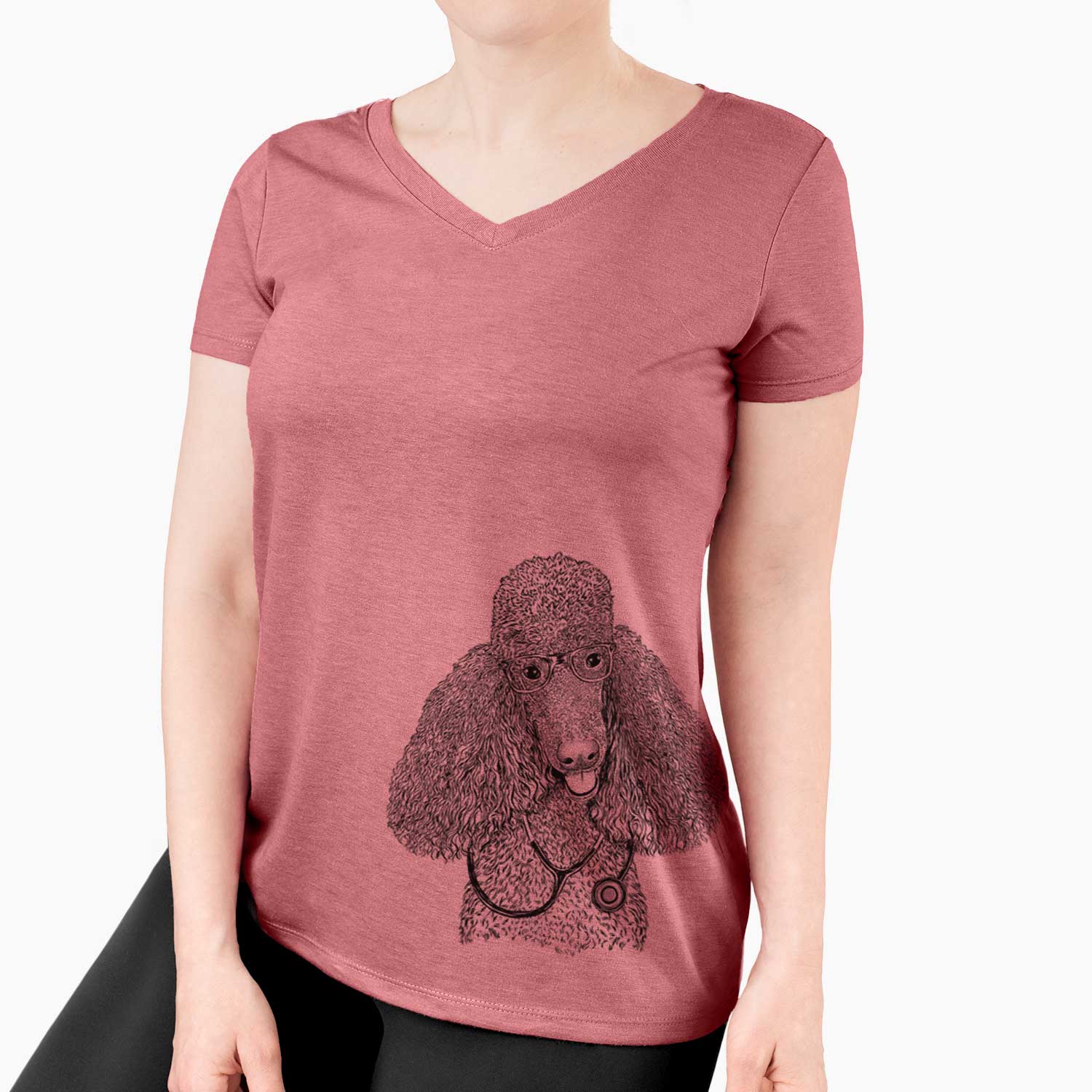 Henry the Standard Poodle - Women's V-neck Shirt