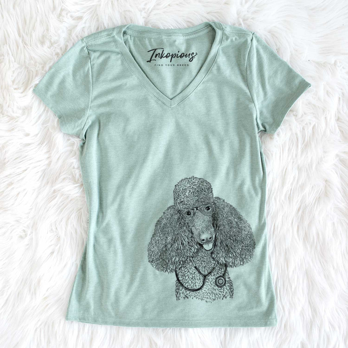 Henry the Standard Poodle - Women's V-neck Shirt