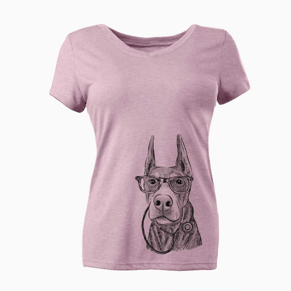 Luna the Doberman Pinscher - Women's V-neck Shirt