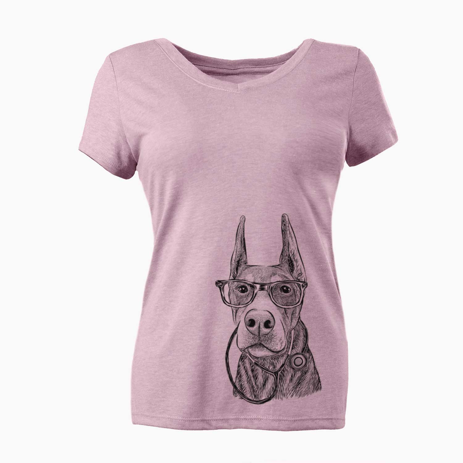 Luna the Doberman Pinscher - Women's V-neck Shirt