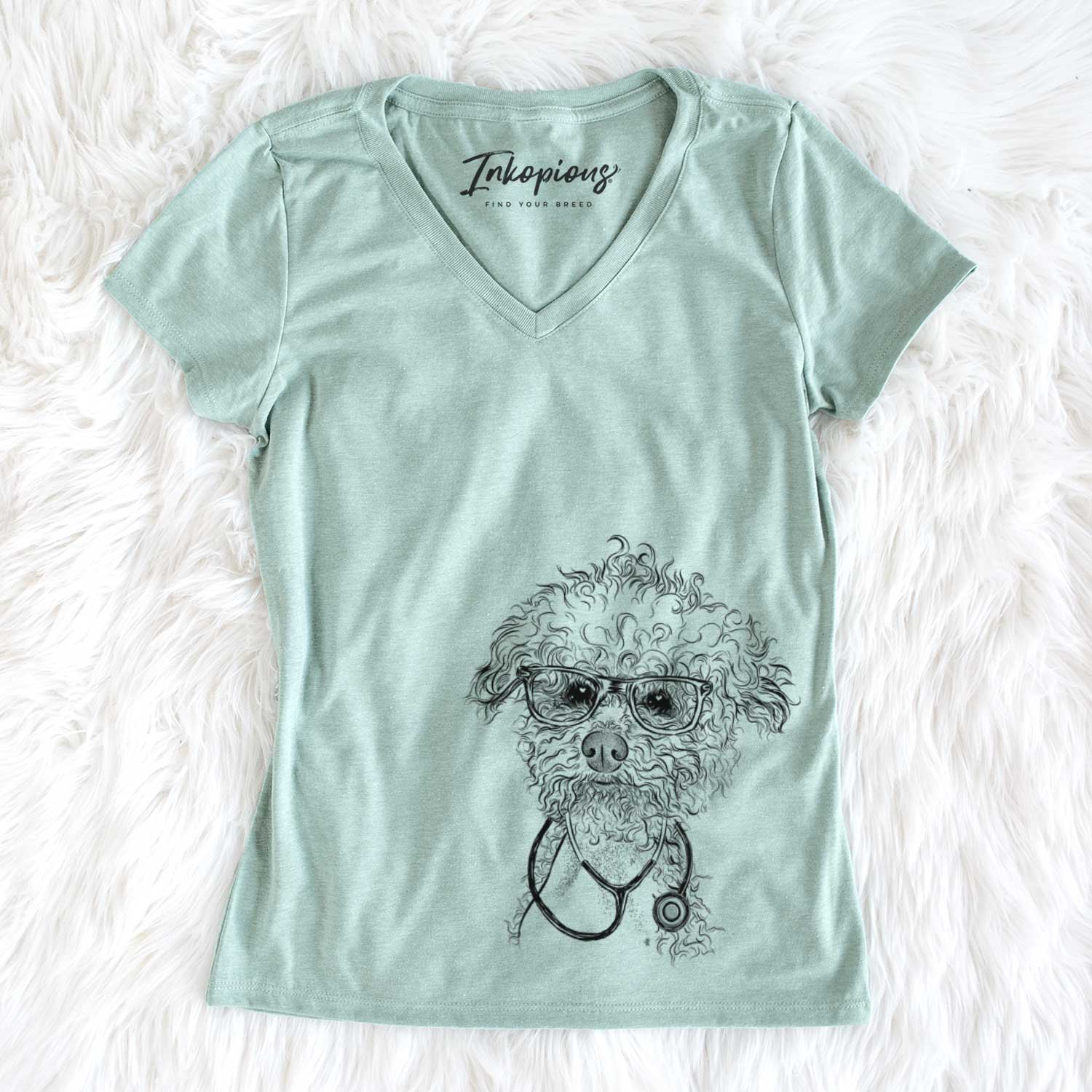 Muffin the Poodle - Women's V-neck Shirt