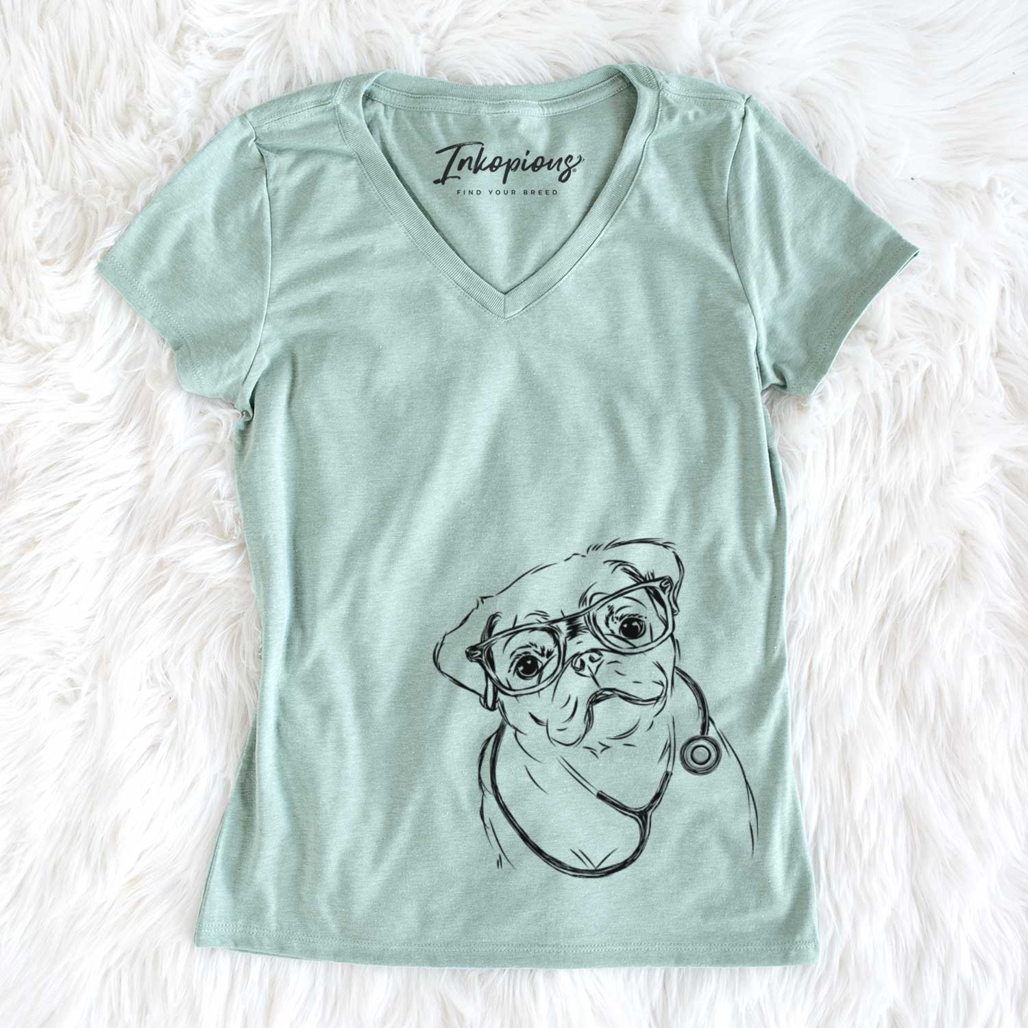 Otis the Pug - Women's V-neck Shirt