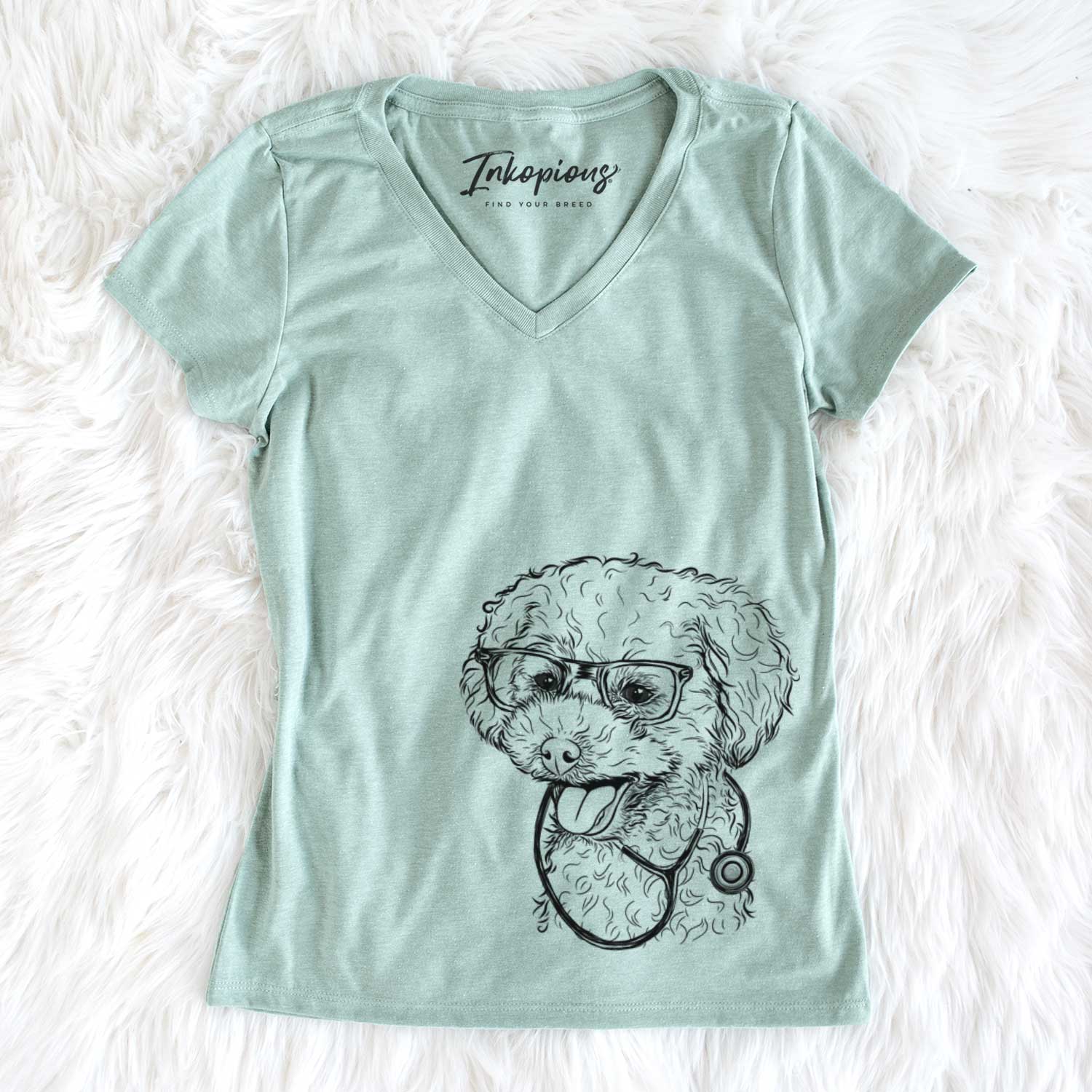 Rocky the Teacup Poodle - Women's V-neck Shirt