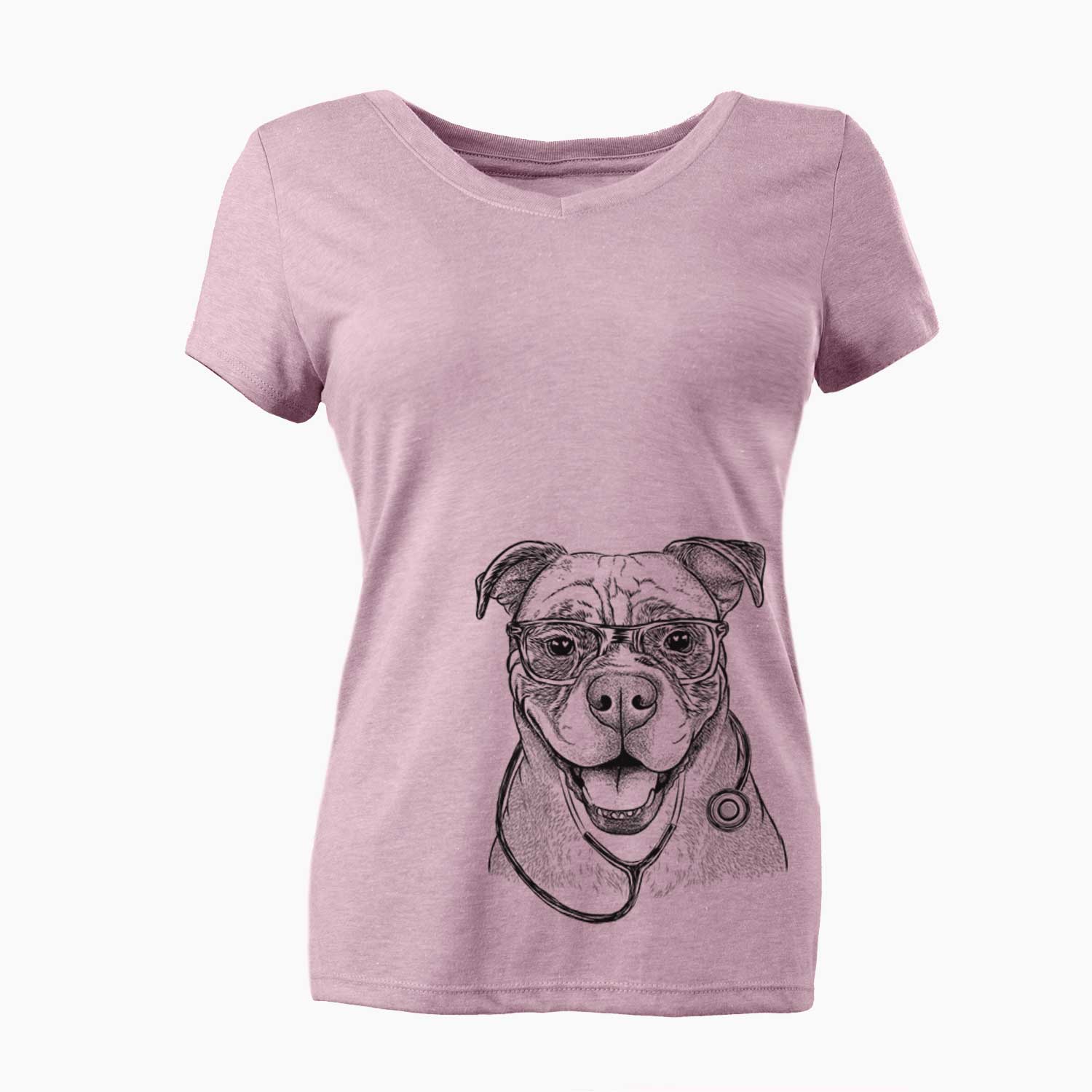 Rufus the American Bulldog - Women's V-neck Shirt