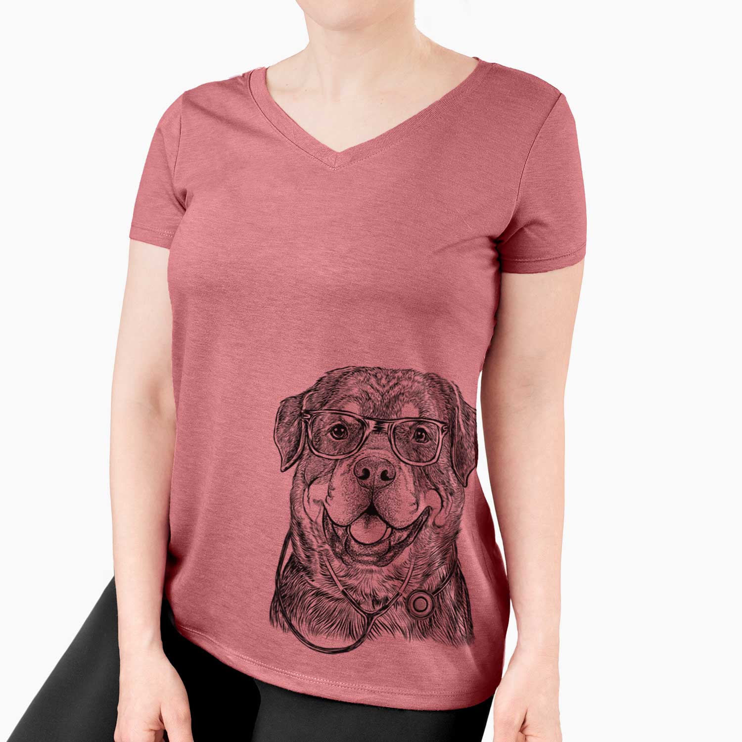 Sig the Rottweiler - Women's V-neck Shirt