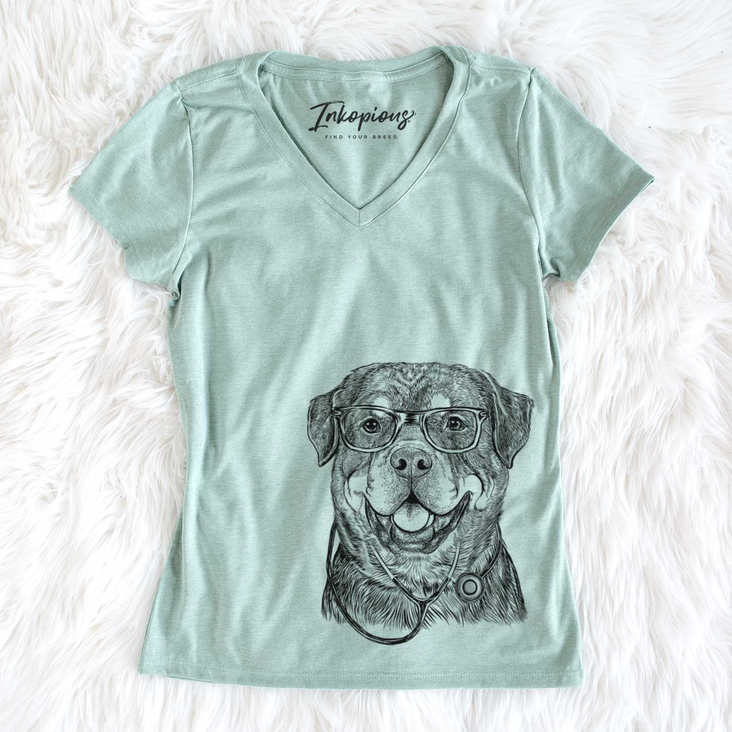 Sig the Rottweiler - Women's V-neck Shirt