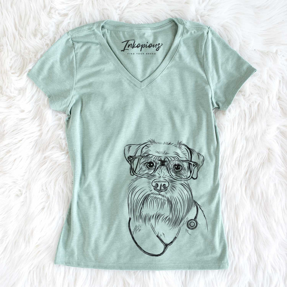 Wrigley the Schnauzer - Women's V-neck Shirt