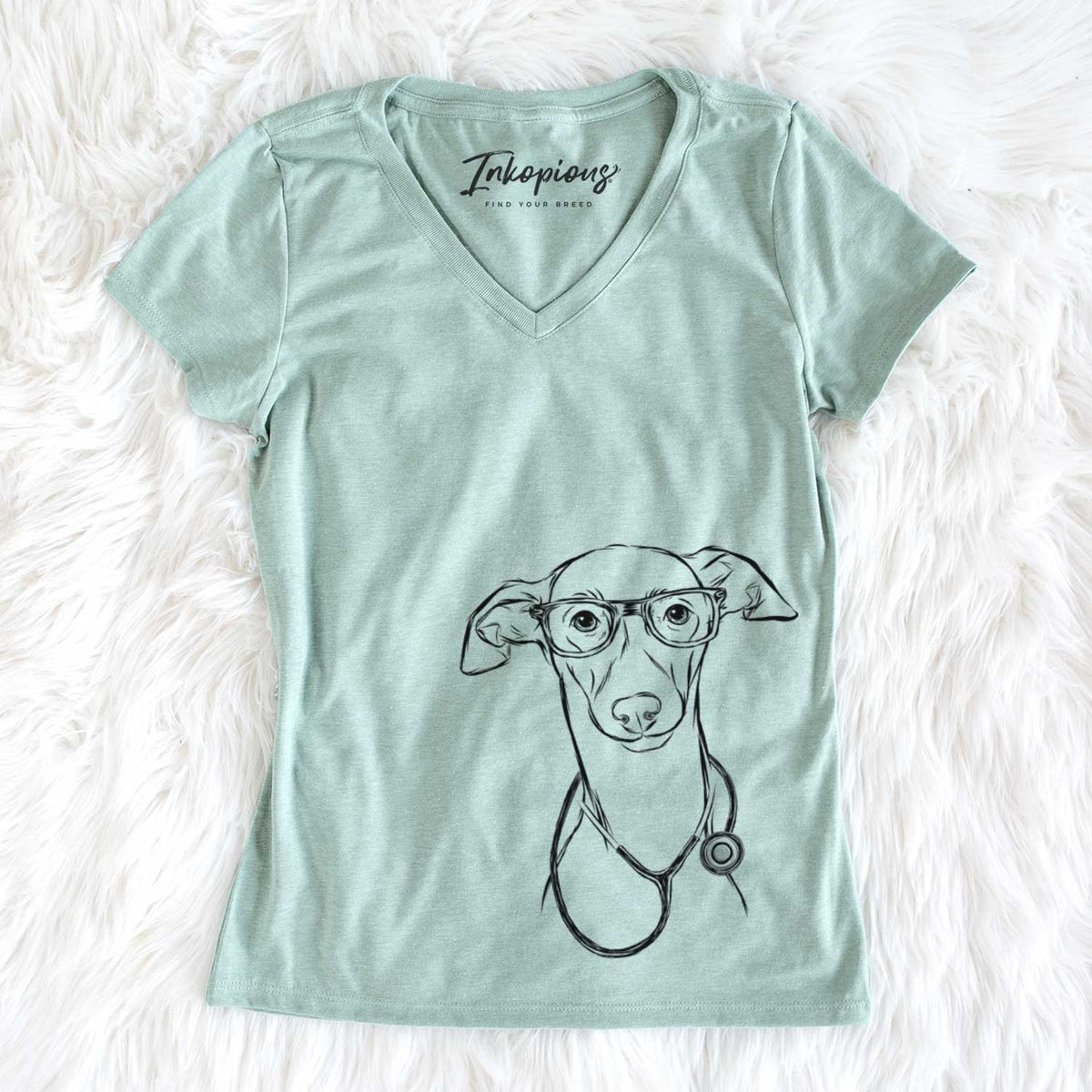 Ziggie the Italian Greyhound - Women's V-neck Shirt