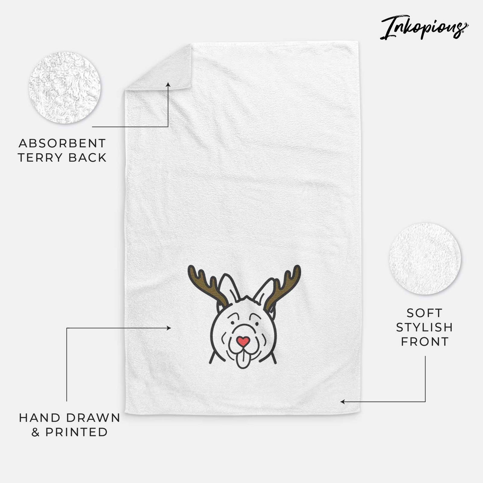 Red Nose Akita - Decorative Hand Towel