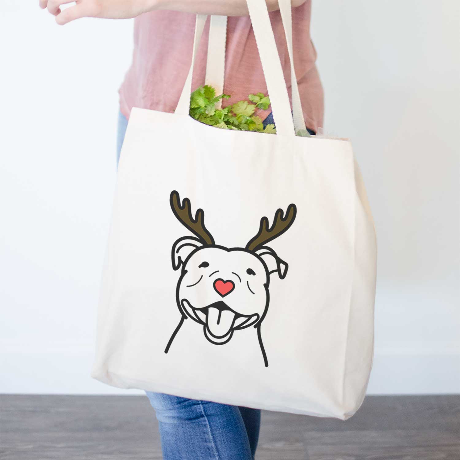 Red Nose Happy American Staffordshire Terrier - Tote Bag