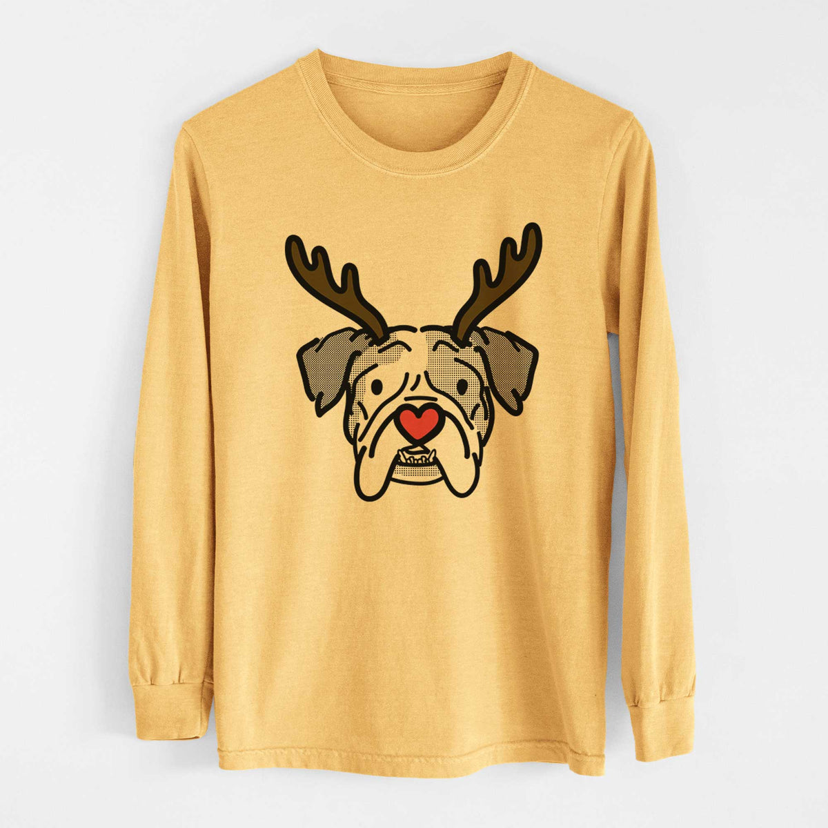 Red Nose English Bulldog - Bailey - Heavyweight 100% Cotton Long Sleeve