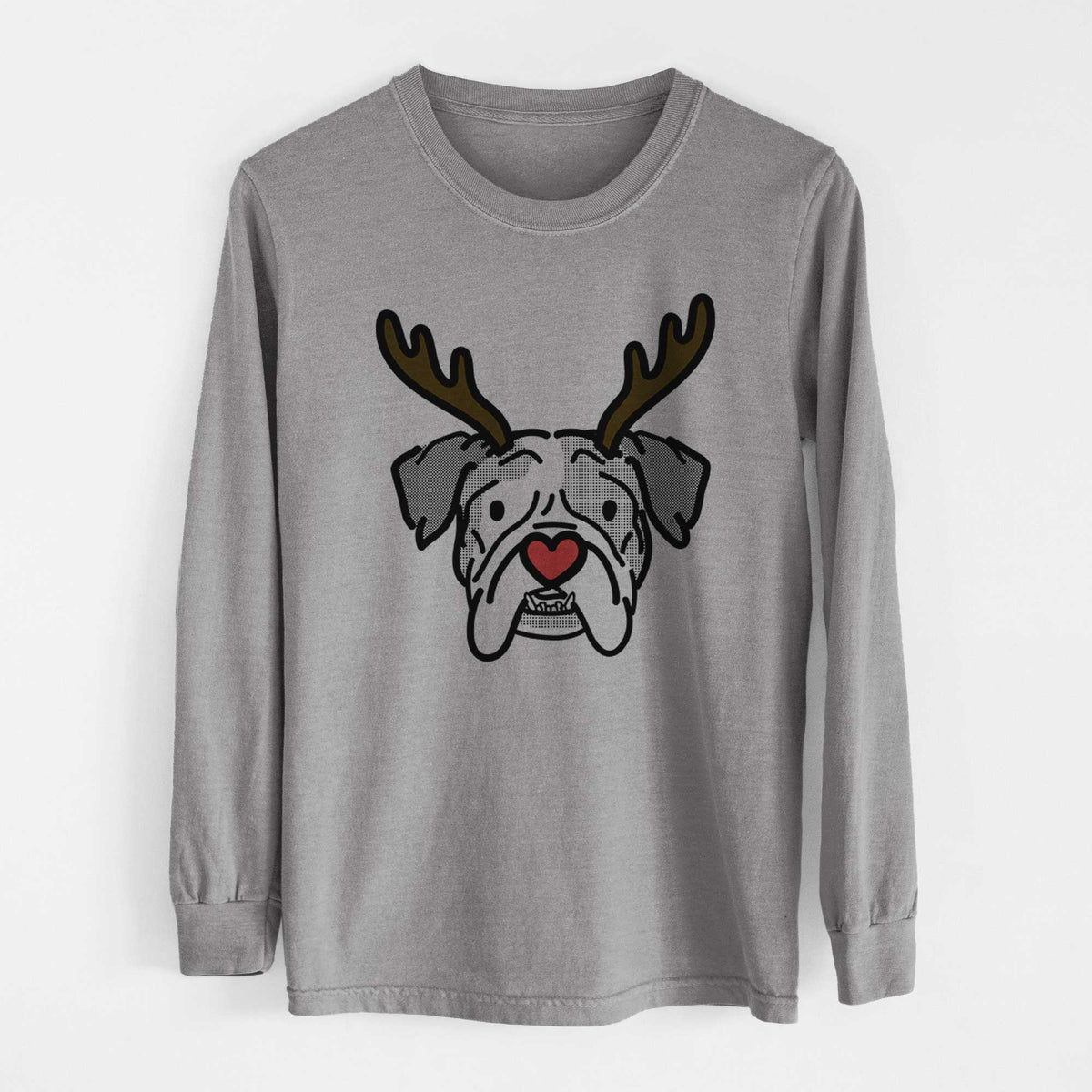 Red Nose English Bulldog - Bailey - Heavyweight 100% Cotton Long Sleeve