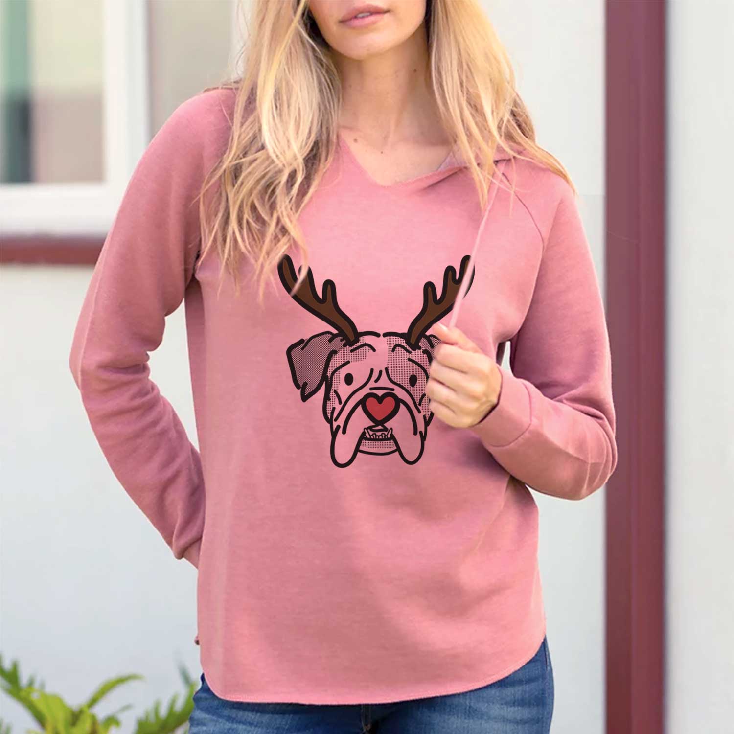Red Nose English Bulldog - Bailey - Cali Wave Hooded Sweatshirt