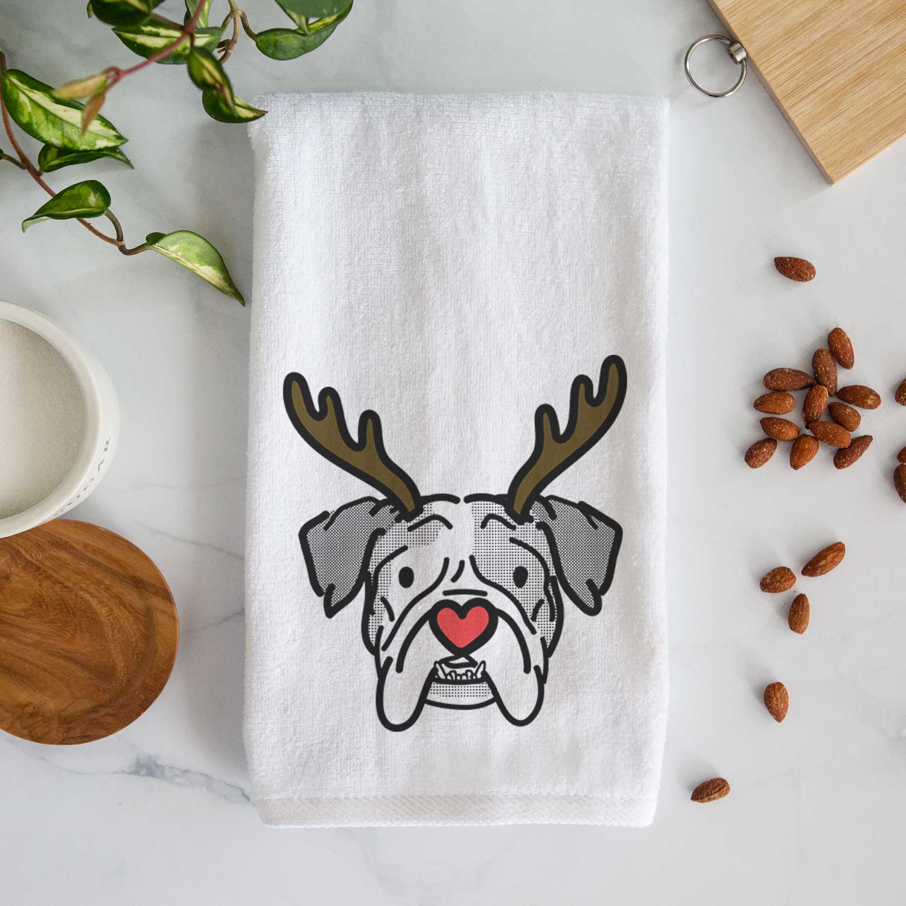 Red Nose English Bulldog - Bailey - Decorative Hand Towel